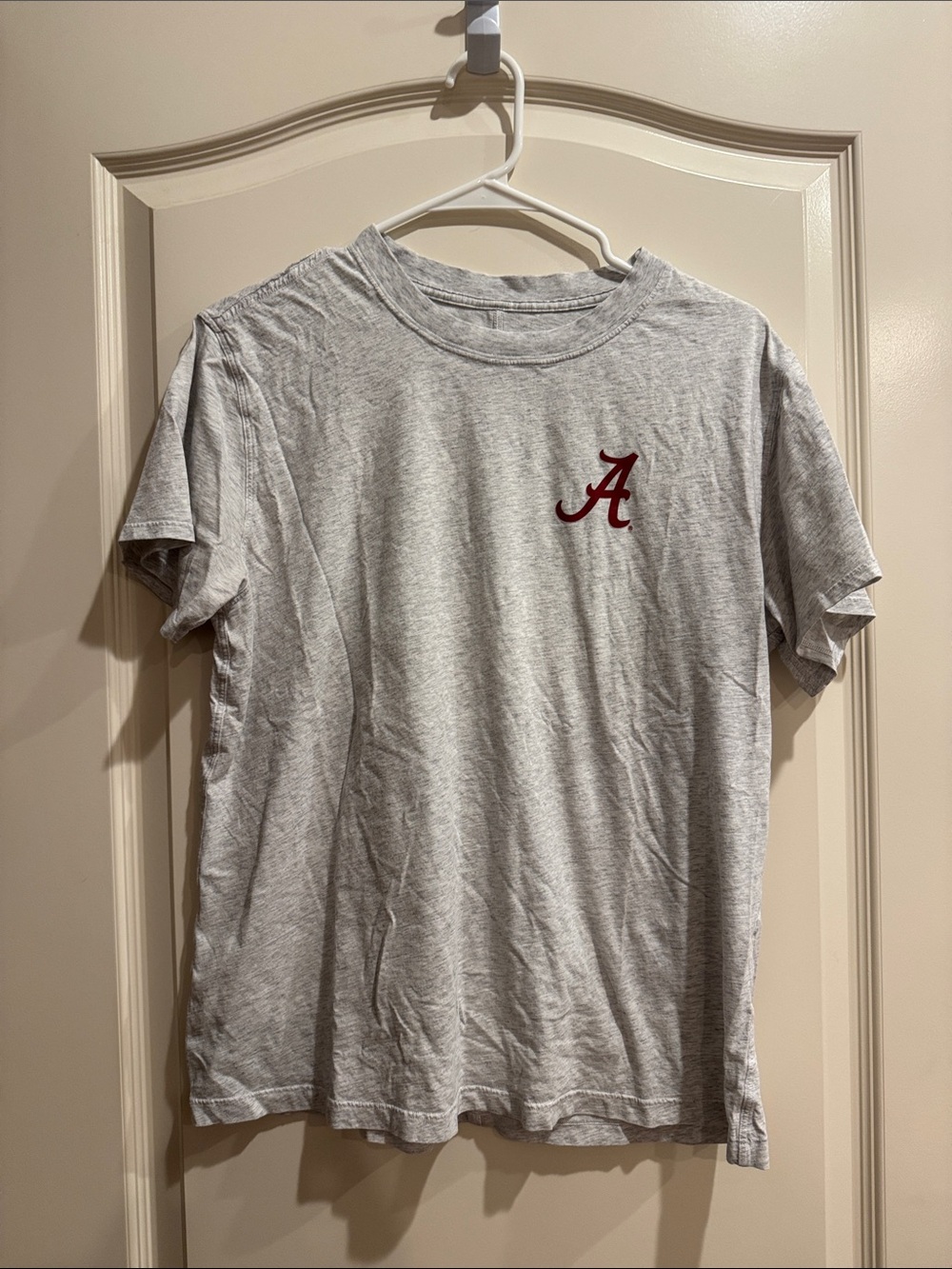 Lululemon Gray T-Shirt with Crimson 'A' Logo - University Style Tee